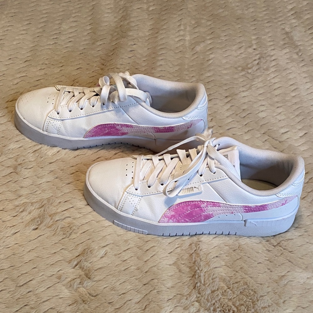 🌸 Puma Women's Jada Bleach GS White and Pink Casual Sneakers